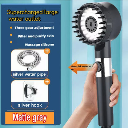 Get trendy with 4 Mode High Pressure Filtered Showerhead With One-Key Stop -  available at Hot Trends Online. Shop Now!
