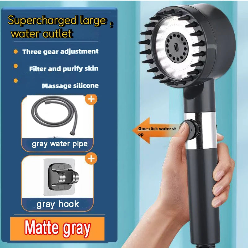 Get trendy with 4 Mode High Pressure Filtered Showerhead With One-Key Stop -  available at Hot Trends Online. Shop Now!