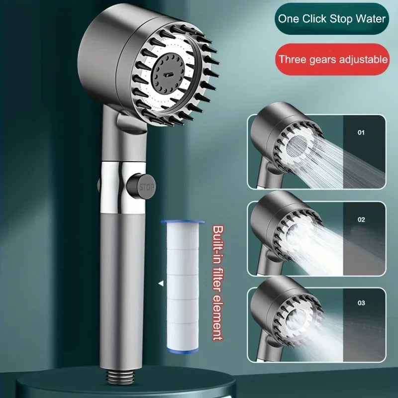 Get trendy with 4 Mode High Pressure Filtered Showerhead With One-Key Stop -  available at Hot Trends Online. Shop Now!