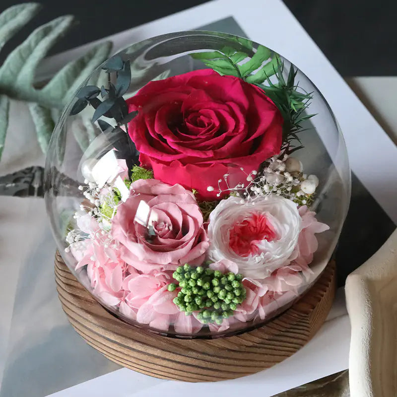 Glass Cover Dried Flower Ornament Gift