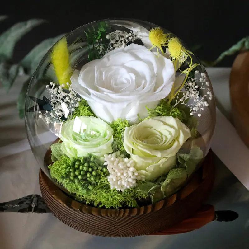 Glass Cover Dried Flower Ornament Gift