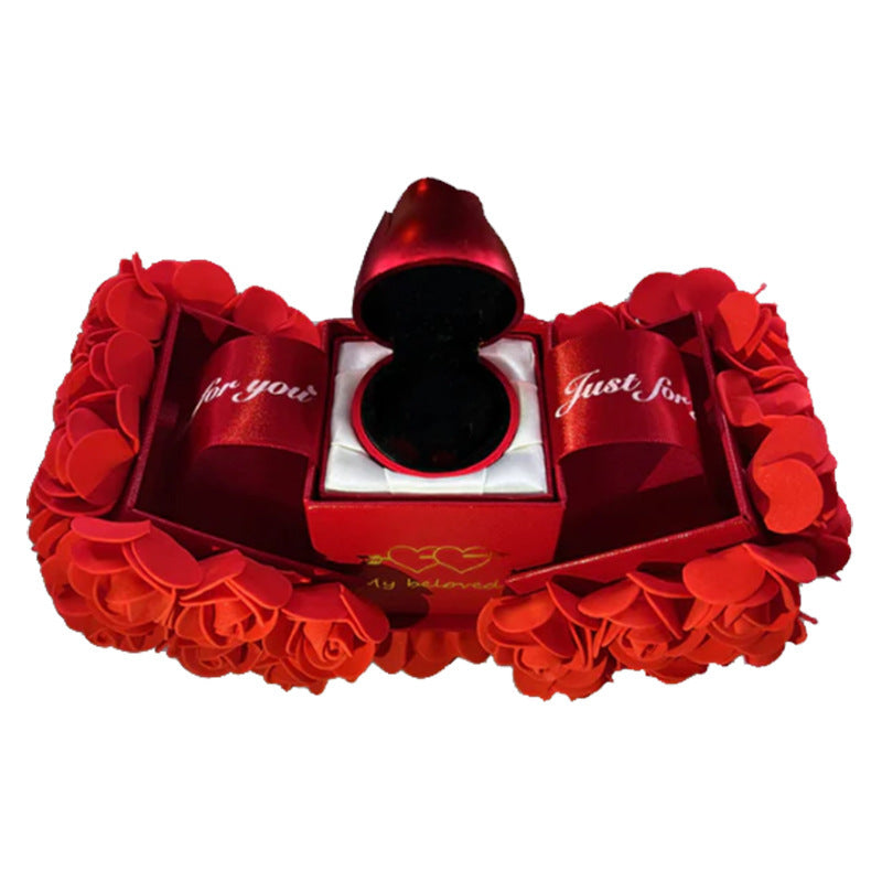 Valentines Day Soap Rose Gift Box With Crystal Pendant Necklace
