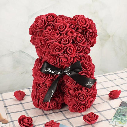 Get trendy with Artificial Flower Rose Bear Gift – Hot Trends Online - Gift available at Hot Trends Online. Shop Now!