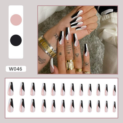 Get trendy with Black and White Ballerina Press-on Nails - Nails available at Hot Trends Online. Shop Now!