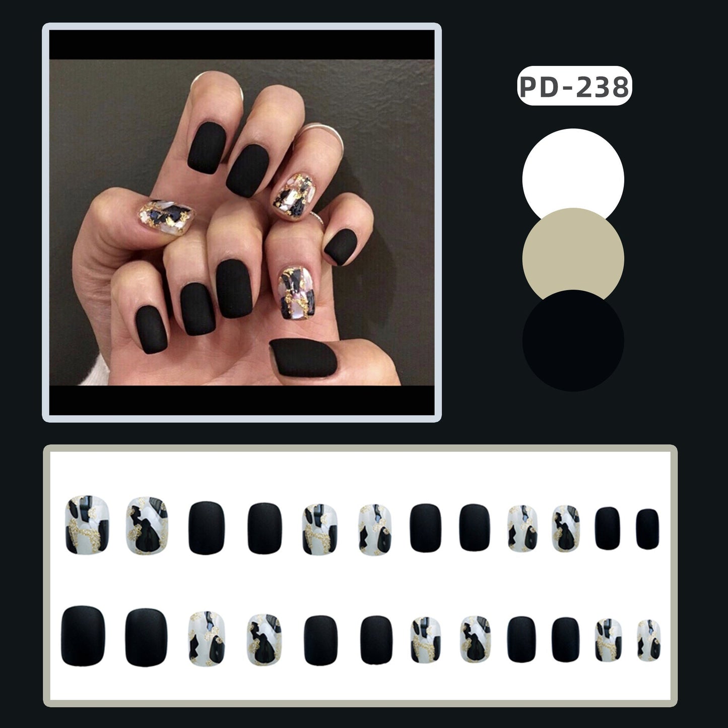 Get trendy with Black with Gold Accent Press-on Nails - Nails available at Hot Trends Online. Shop Now!