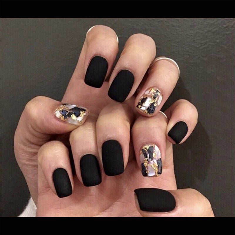 Get trendy with Black with Gold Accent Press-on Nails - Nails available at Hot Trends Online. Shop Now!