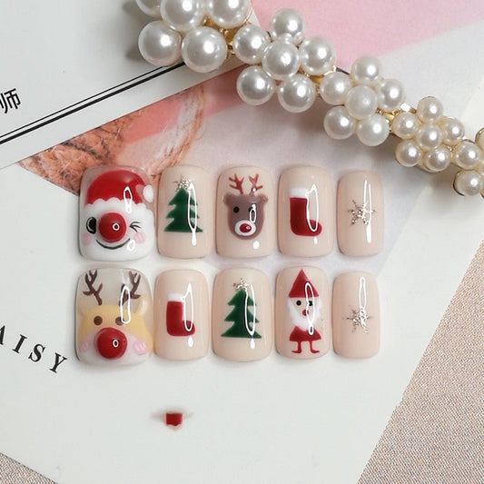 Get trendy with Christmas Themed Press-on Nails - Nails available at Hot Trends Online. Shop Now!