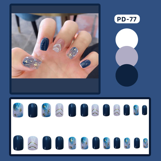 Sea Blue Smudged Fake Nail Stickers Wear Nails - Premium Nails - Just $8.99! Shop now at Hot Trends Online