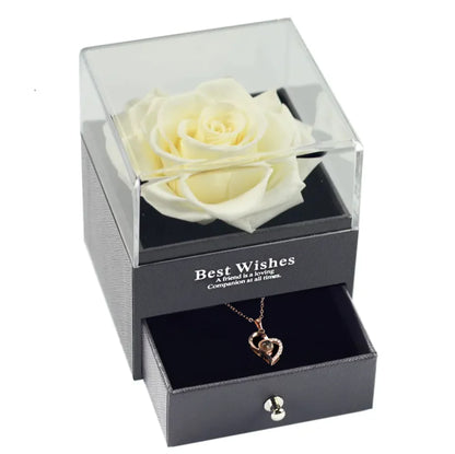 Preserved Rose Jewelry Box With Necklace