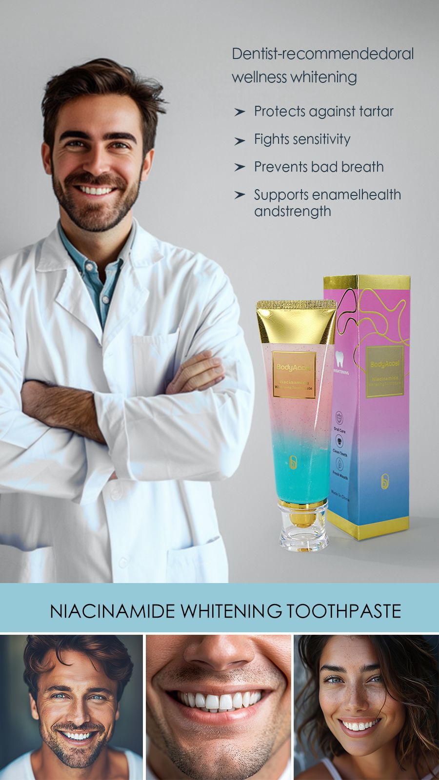 Get trendy with BodyAccel Niacinamide Stain Removal Whitening Toothpaste - Toothpaste available at Hot Trends Online. Shop Now!