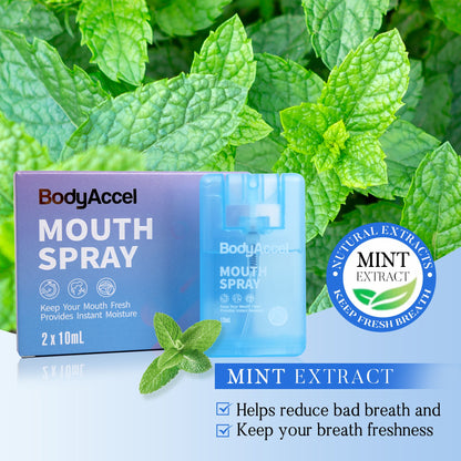 Get trendy with BodyAccel Fresh Breath Mouth Spray Spearmint Flavor, 2 x 10mL - Personal Care available at Hot Trends Online. Shop Now!