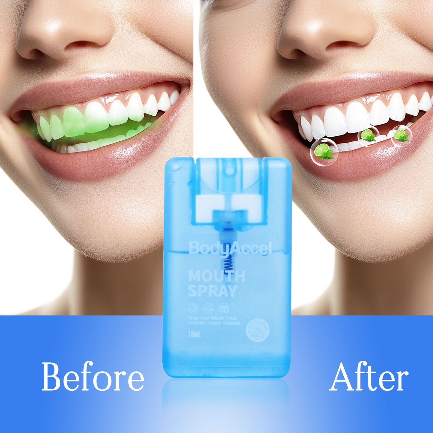 Get trendy with BodyAccel Fresh Breath Mouth Spray Spearmint Flavor, 2 x 10mL - Personal Care available at Hot Trends Online. Shop Now!