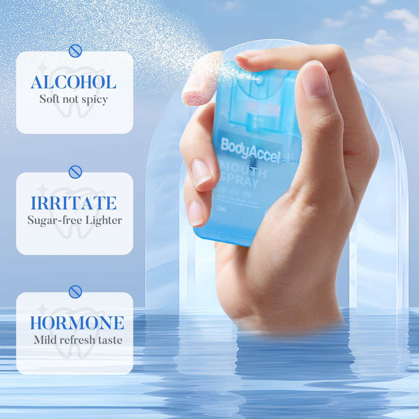 Get trendy with BodyAccel Fresh Breath Mouth Spray Spearmint Flavor, 2 x 10mL - Personal Care available at Hot Trends Online. Shop Now!