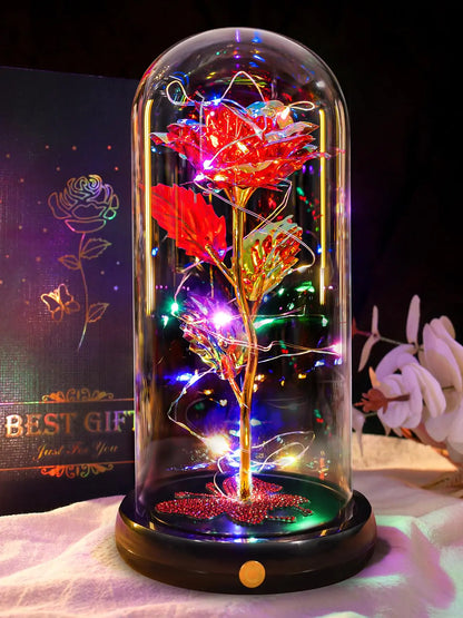 Everlasting Rose LED Glass Dome - Romantic Gift for Her