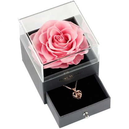 Preserved Rose Jewelry Box With Necklace