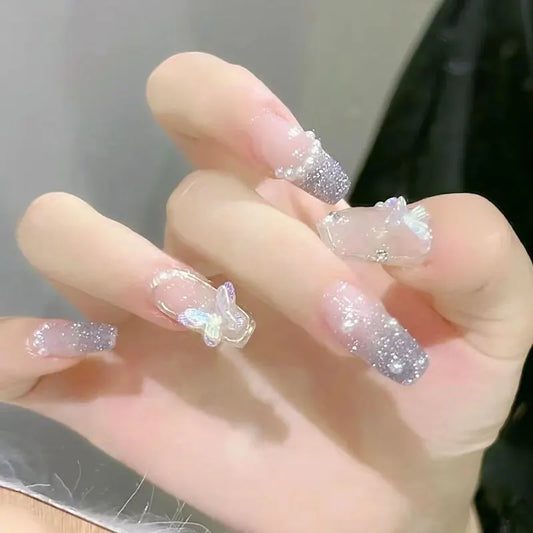 Pink Rhinestone Press-On Nails: Long and Stylish - Hot Trends Online